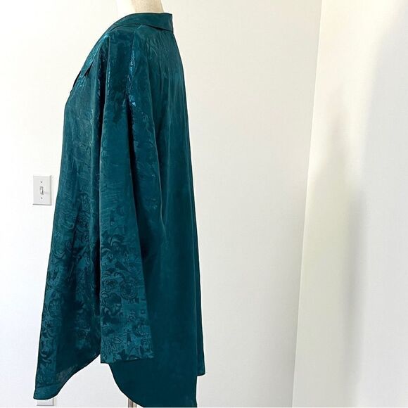 Vintage Victoria’s Secret Gold Label Dark Teal Jacquard Sleep Shirt Gown M/L - Picture 6 of 13